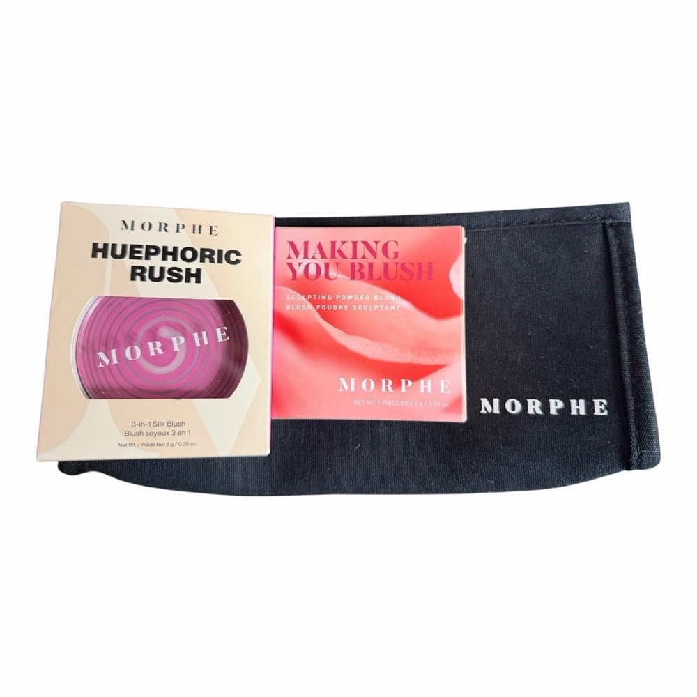 Morphe Making You Blush Sculpting Powder Blush, Huephoric Blush & Makeup Bag